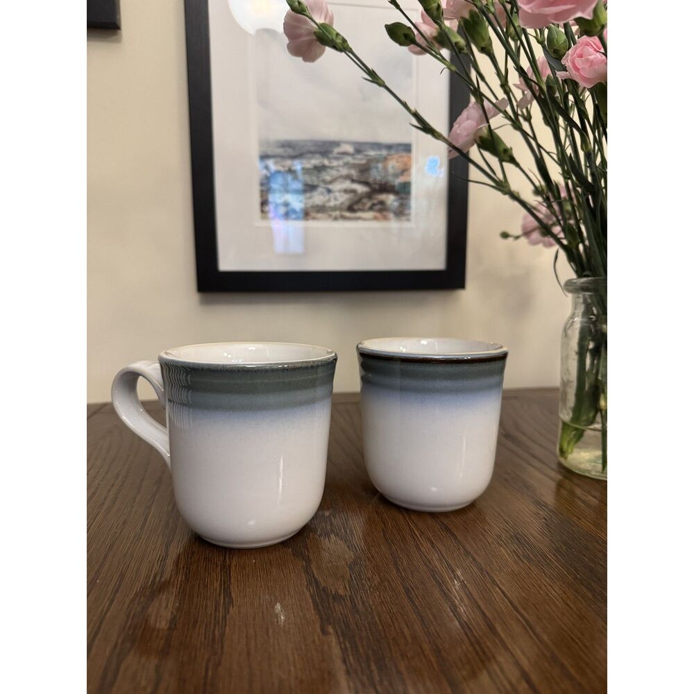Vintage Noritake Sorcerer 8620 Stoneware Mug Set of Two – Blue & Brown – Japan